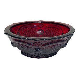 Vintage Avon 1876 Cape Cod Dessert Bowl 5” Ruby Red Glass Fruit Ice Cream. 1980s